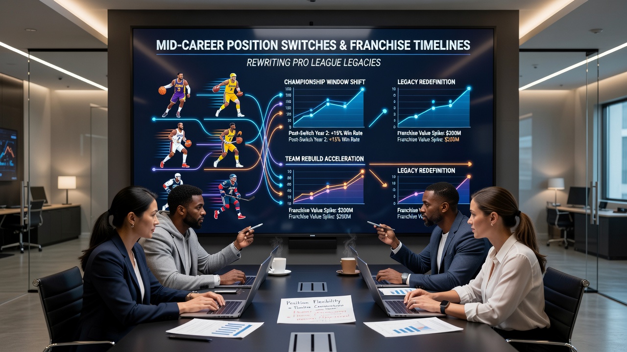 Data visualization showing franchise performance timelines before and after player position changes