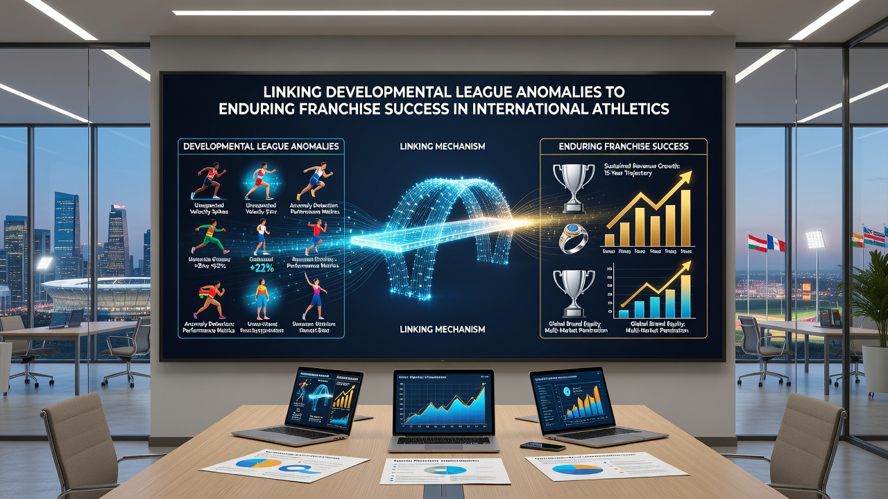 Franchise executives reviewing developmental league data for long-term strategic planning
