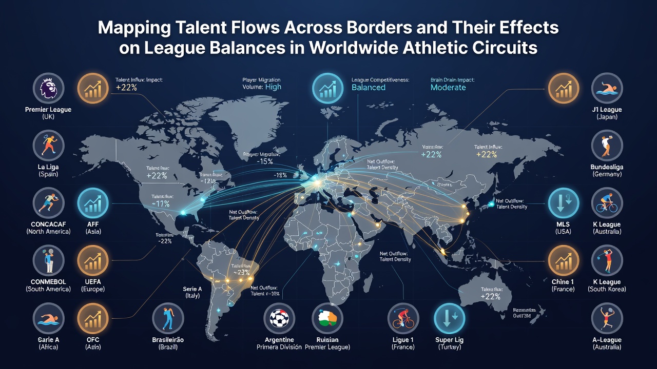 Infographic showing talent flow statistics between continents and league balance changes
