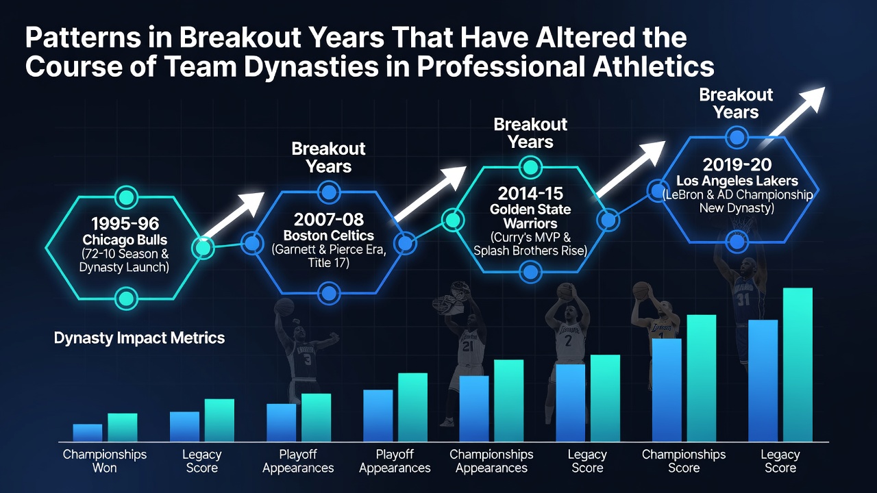 Visual representation of breakout performance patterns in professional sports dynasties