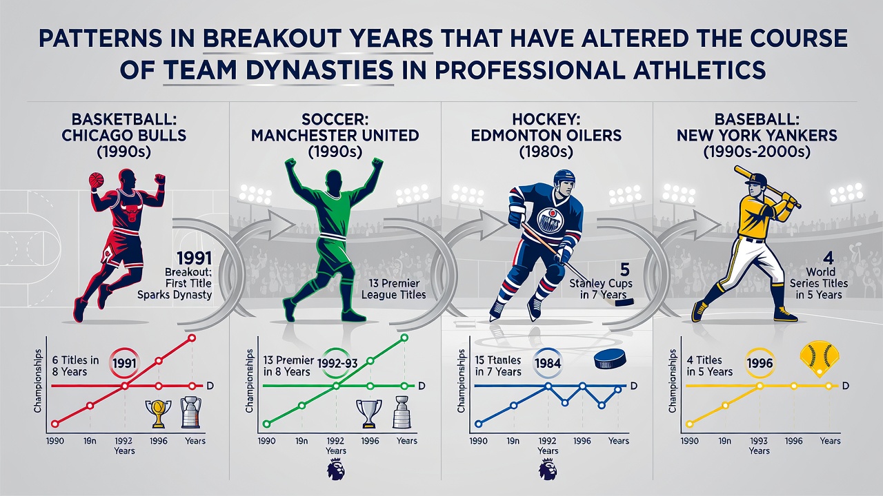 Chart showing statistical trends in breakout seasons across major sports leagues