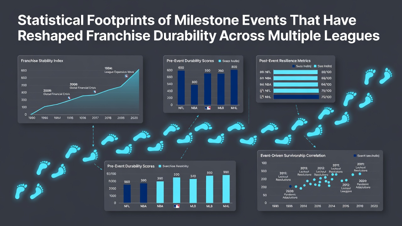 Chart displaying franchise durability metrics following ownership shifts and player retirements in global sports leagues