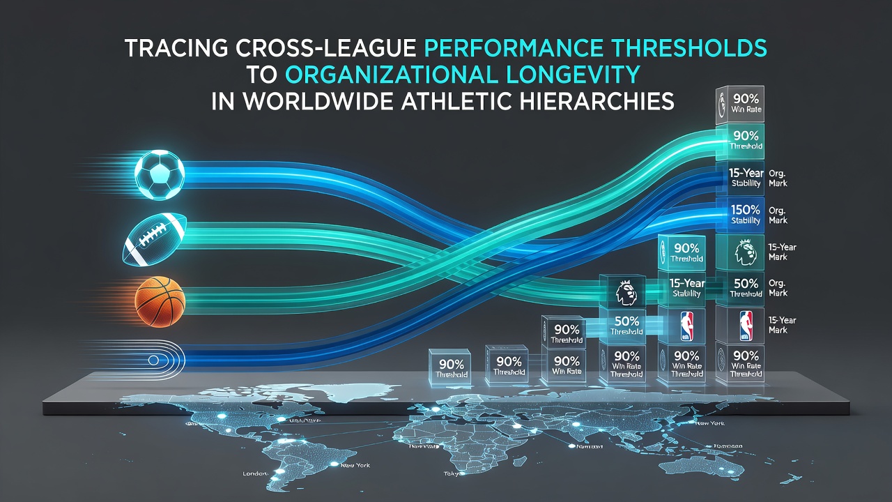 Visual representation of performance metrics flowing between different athletic leagues and their impact on team structures