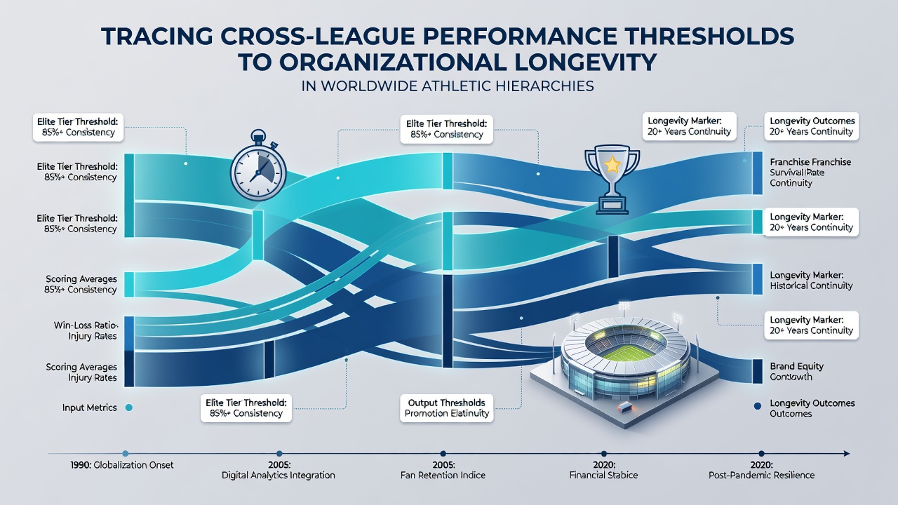 Infographic showing statistical thresholds linking developmental leagues to sustained team presence in major athletic competitions