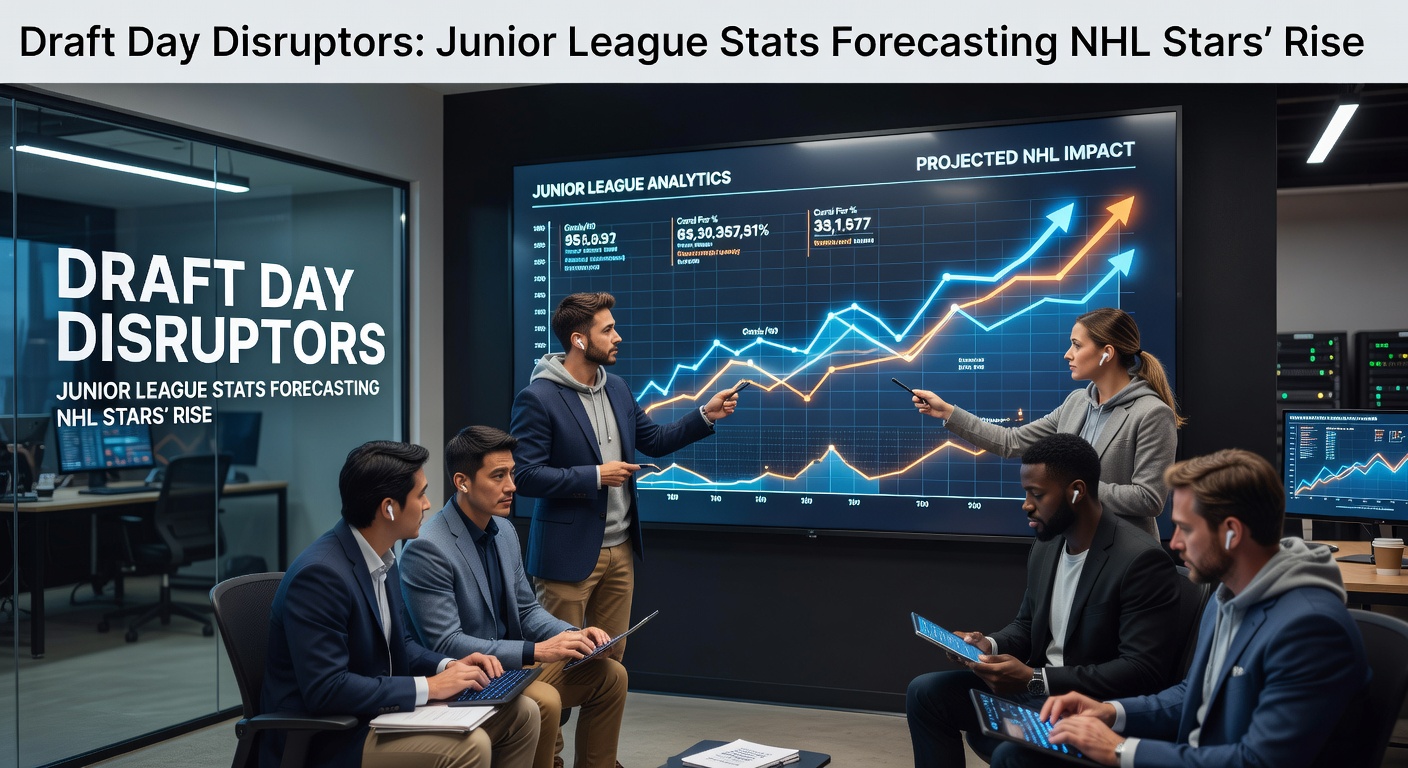 Young hockey player in junior league action, stickhandling through defenders during a high-stakes game